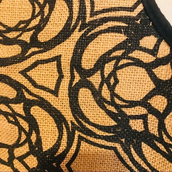 👠mudpie Straw Jute Beachbag with flower print - Picture 3 of 8